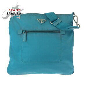 Prada Tessuto triangular logo plate blue emerald nylon Shoulder Bag